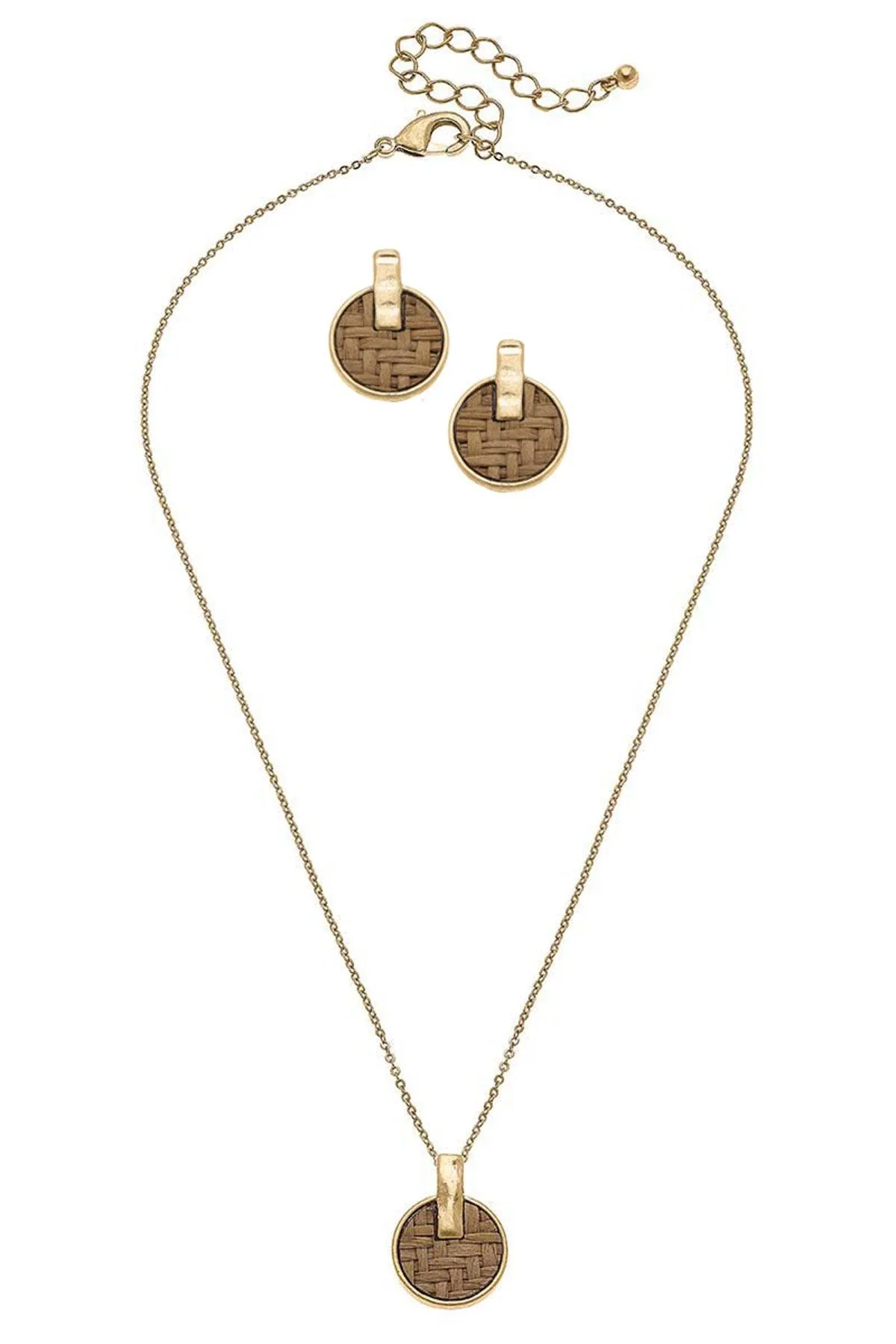 Danielle Wicker Disc Earring and Necklace Set in Dark Brown - FINAL SALE sold by Canvas Style