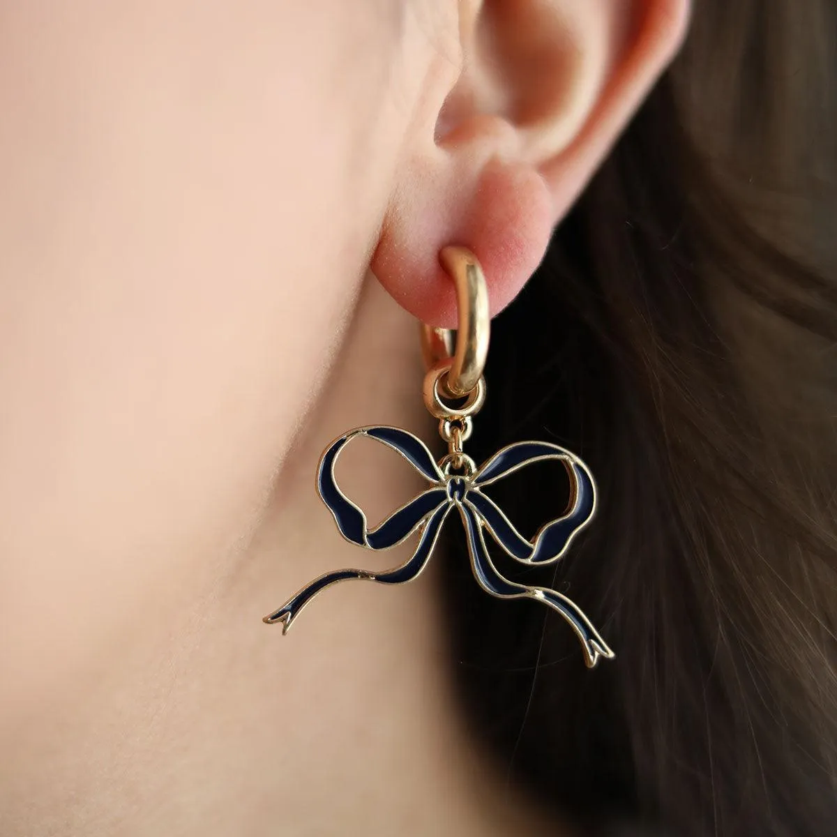 Veronica Game Day Bow Enamel Earrings in Black sold by Canvas Style product image thumbnail 2