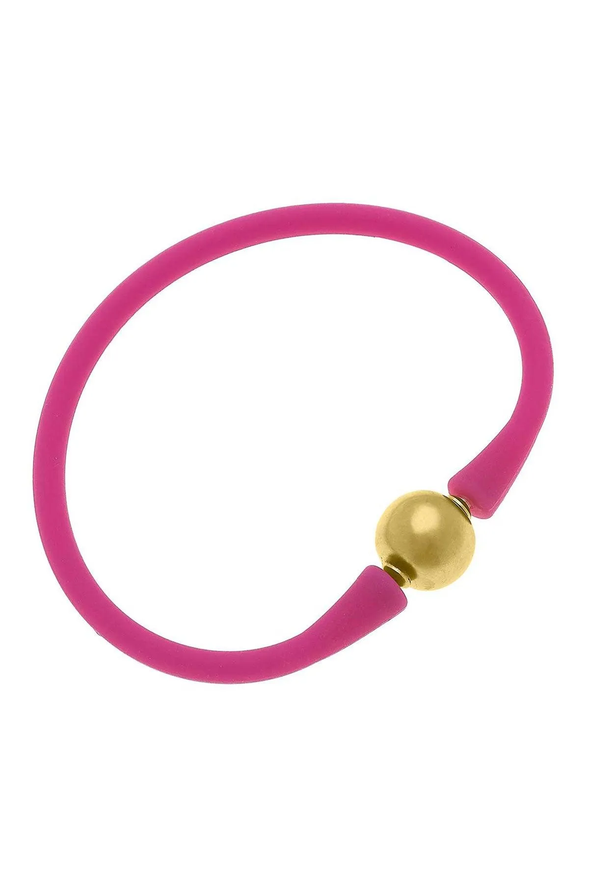 Bali 24K Gold Plated Ball Bead Silicone Bracelet in Magenta - FINAL SALE sold by Canvas Style