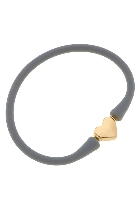 Bali Heart Bead Silicone Bracelet in Steel Grey - FINAL SALE sold by Canvas Style