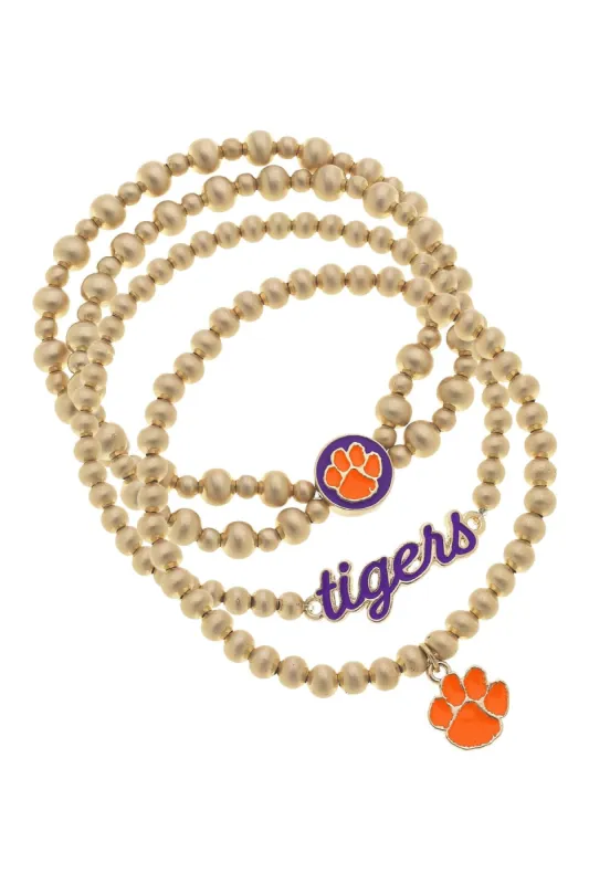 Clemson Tigers Ball Bead Stretch Bracelet Stack sold by Canvas Style