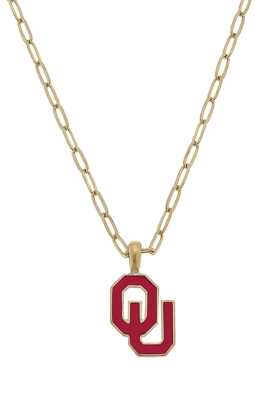 Oklahoma Sooners Enamel Pendant Necklace sold by Canvas Style