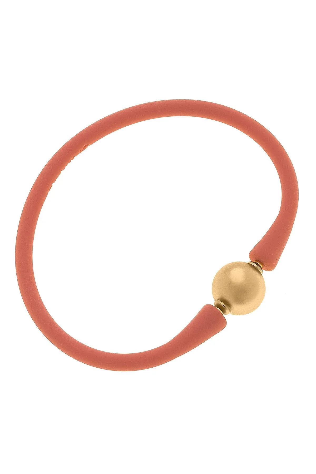 Bali 24K Gold Plated Ball Bead Silicone Bracelet in Coral - FINAL SALE sold by Canvas Style