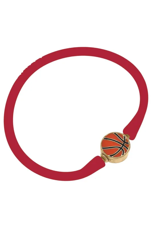 Enamel Basketball Silicone Bali Bracelet in Red - FINAL SALE sold by Canvas Style