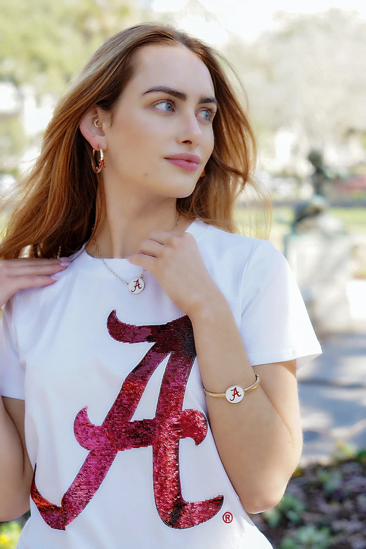 Alabama Crimson Tide Enamel Logo Hoop Earrings sold by Canvas Style product image thumbnail 2