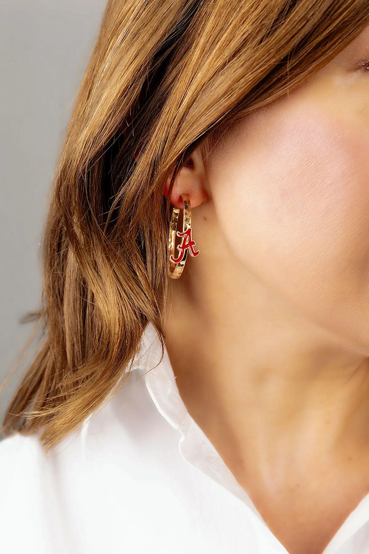 Alabama Crimson Tide Enamel Logo Hoop Earrings sold by Canvas Style product image thumbnail 3