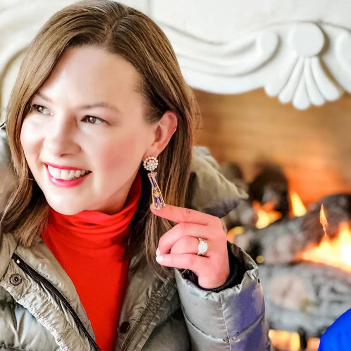 Aspen Ski Pearl Cluster Enamel Earrings sold by Canvas Style product image thumbnail 2