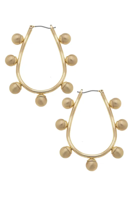 Allison Studded Metal Teardrop Hoop Earrings in Satin Gold sold by Canvas Style