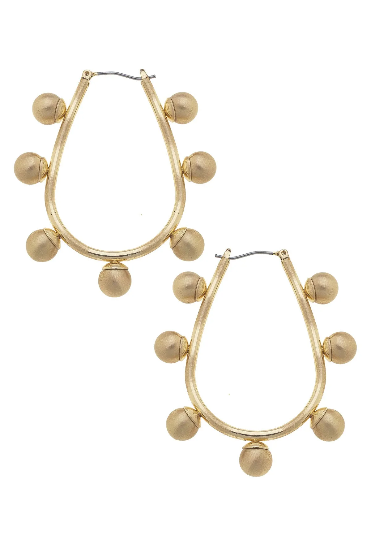 Allison Studded Metal Teardrop Hoop Earrings in Satin Gold sold by Canvas Style