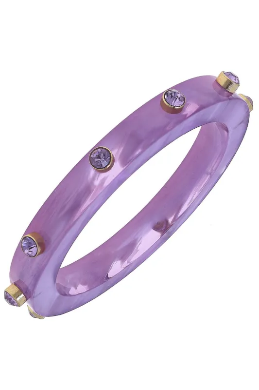 Renee Resin and Rhinestone Bangle in Lavender made by Canvas