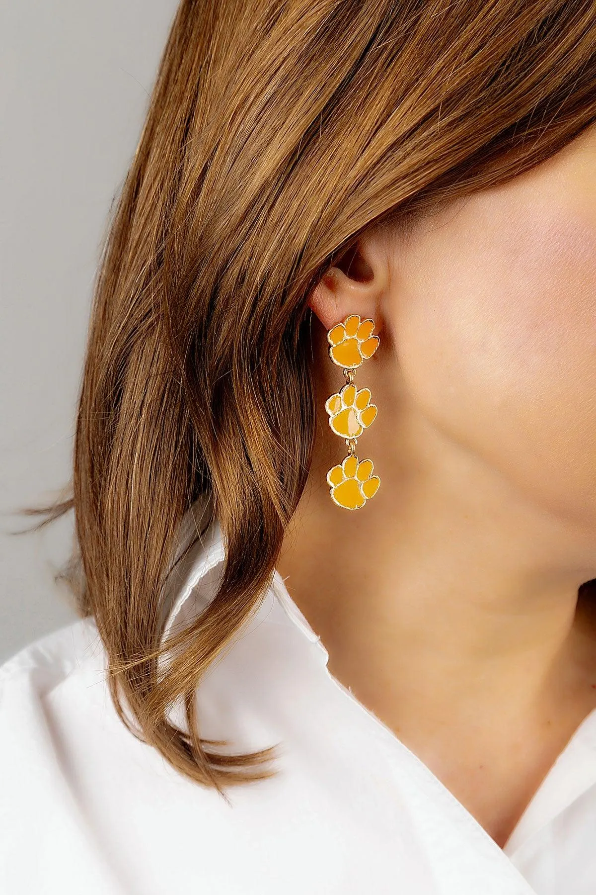 Clemson Tigers Triple Drop Enamel Earrings - FINAL SALE sold by Canvas Style product image thumbnail 3