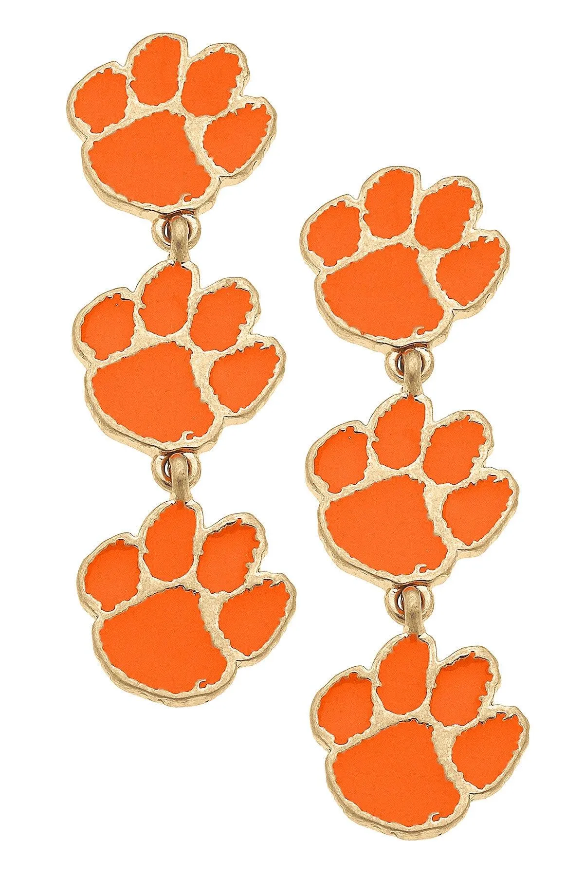 Clemson Tigers Triple Drop Enamel Earrings - FINAL SALE sold by Canvas Style