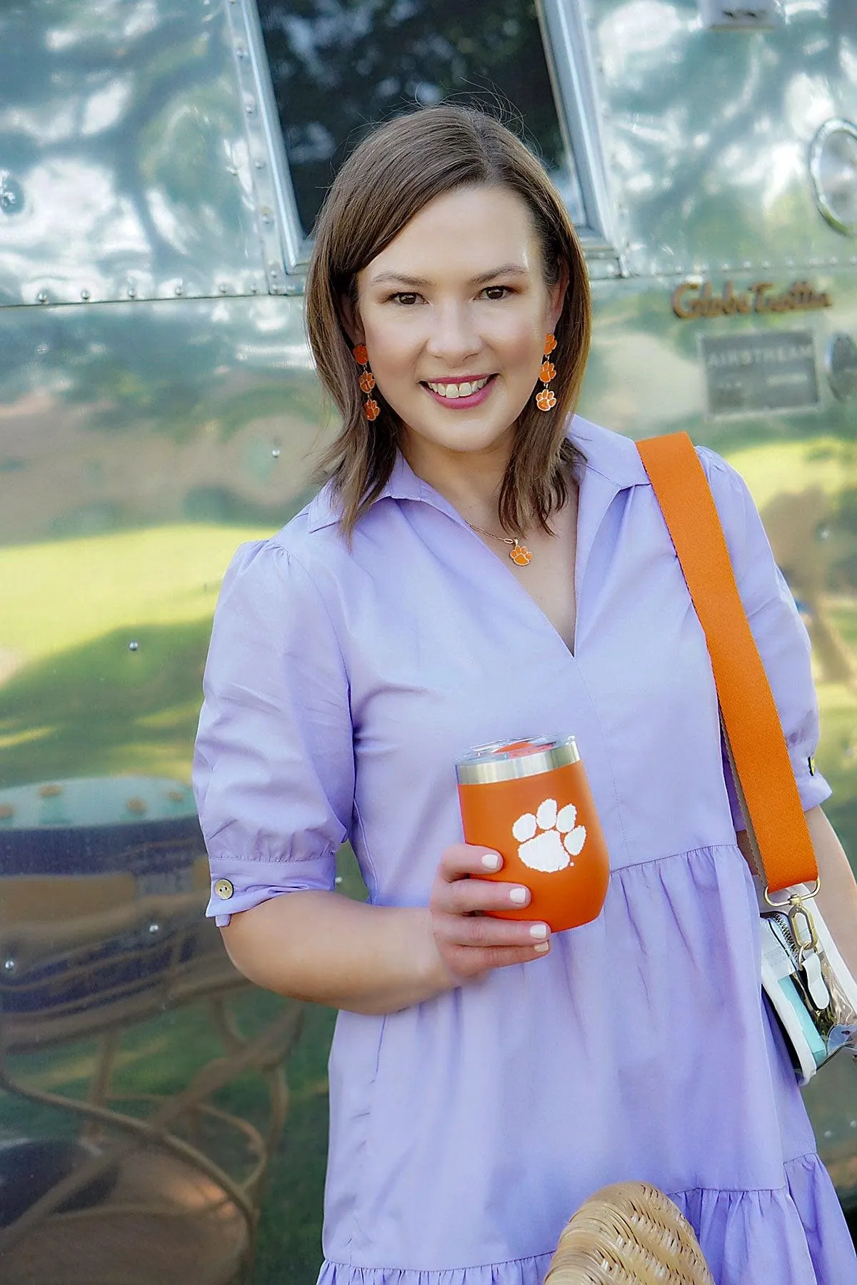 Clemson Tigers Triple Drop Enamel Earrings - FINAL SALE sold by Canvas Style product image thumbnail 2