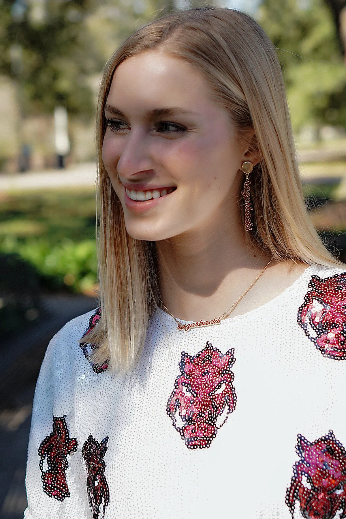 Arkansas Razorbacks Enamel Script Necklace sold by Canvas Style product image thumbnail 2