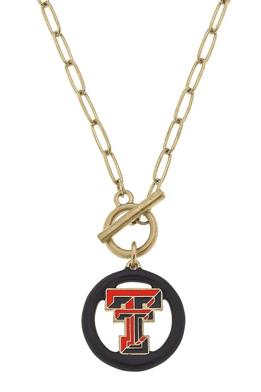 Texas Tech Red Raiders Logo Enamel T-Bar 16" Necklace sold by Canvas Style