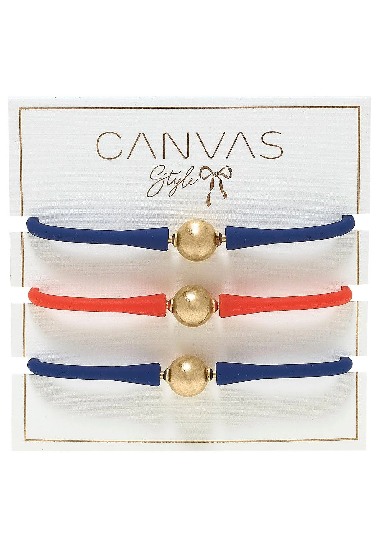 Bali Game Day 24K Gold Bracelet Set of 3 in Royal Blue & Orange - FINAL SALE sold by Canvas Style product image thumbnail 2