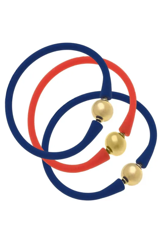 Bali Game Day 24K Gold Bracelet Set of 3 in Royal Blue & Orange - FINAL SALE sold by Canvas Style