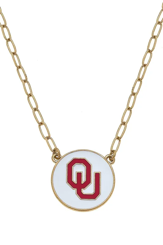 Oklahoma Sooners Enamel Disc Pendant Necklace - FINAL SALE sold by Canvas Style