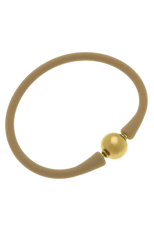 Bali 24K Gold Plated Ball Bead Silicone Bracelet in Cocoa - FINAL SALE sold by Canvas Style