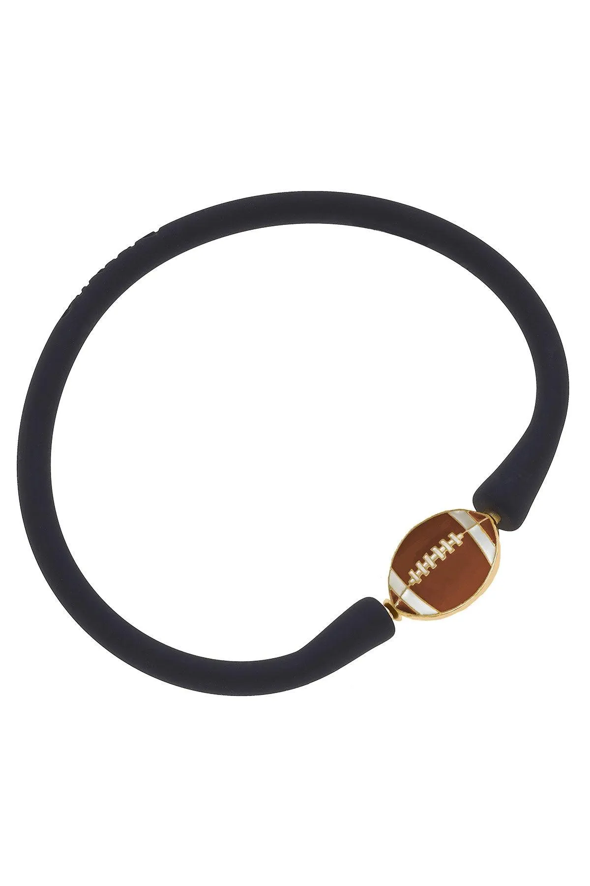 Enamel Football Silicone Bali Bracelet in Black sold by Canvas Style