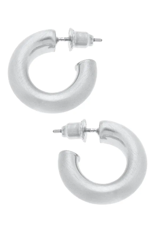 Coraline Hoop Earrings in Satin Silver sold by Canvas Style