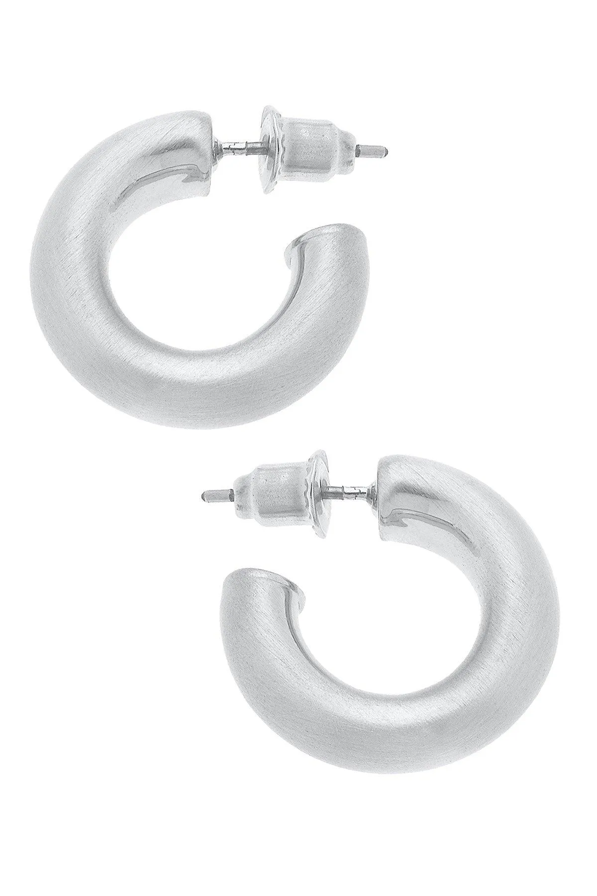 Coraline Hoop Earrings in Satin Silver sold by Canvas Style