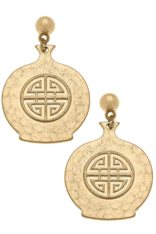 Ellis Ginger Jar Statement Earrings in Worn Gold sold by Canvas Style