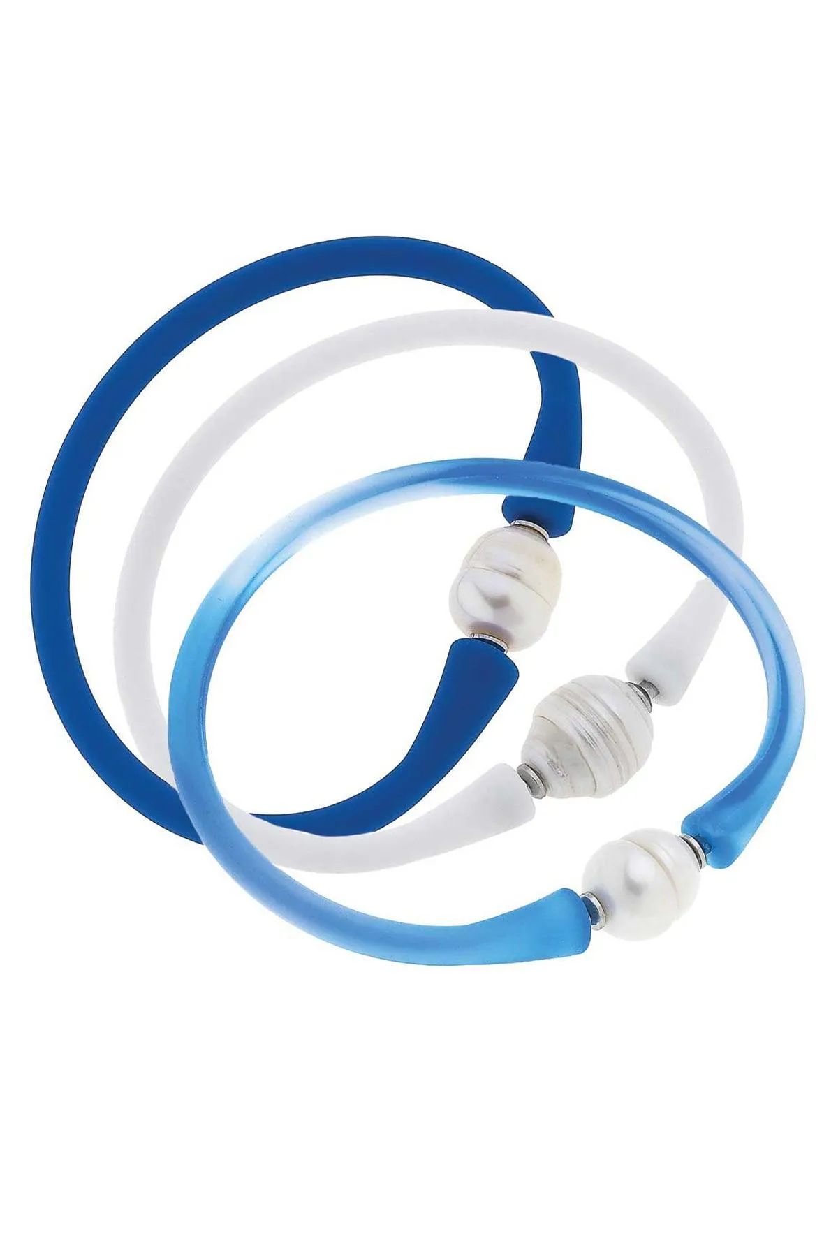 Bali Freshwater Pearl Silicone Seaside Bracelet Set of 3 - FINAL SALE sold by Canvas Style