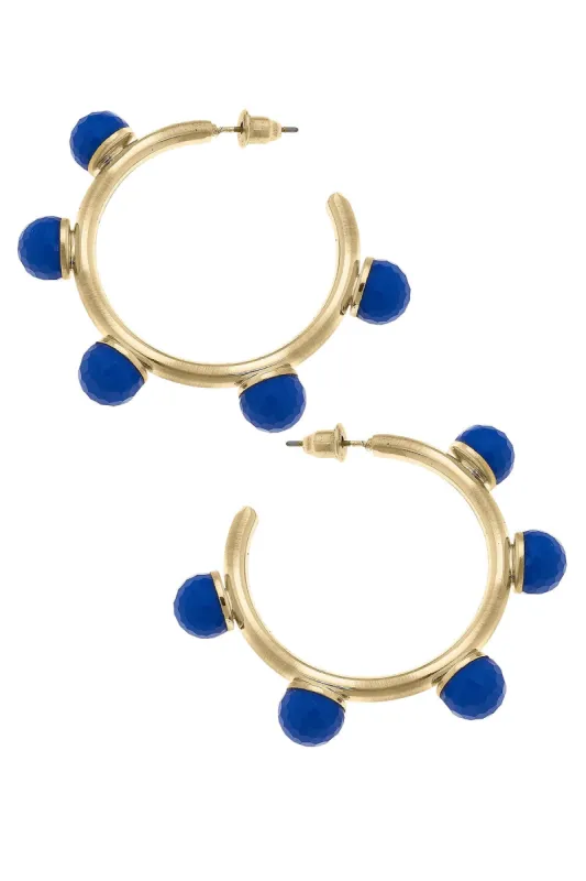 Allison Resin Beaded Hoop Earrings in Royal Blue sold by Canvas Style