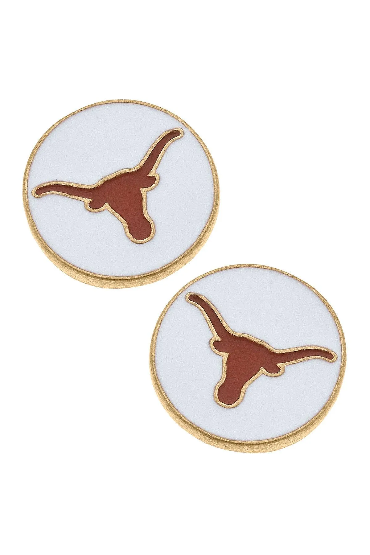 Texas Longhorns Enamel Disc Stud Earrings - FINAL SALE sold by Canvas Style