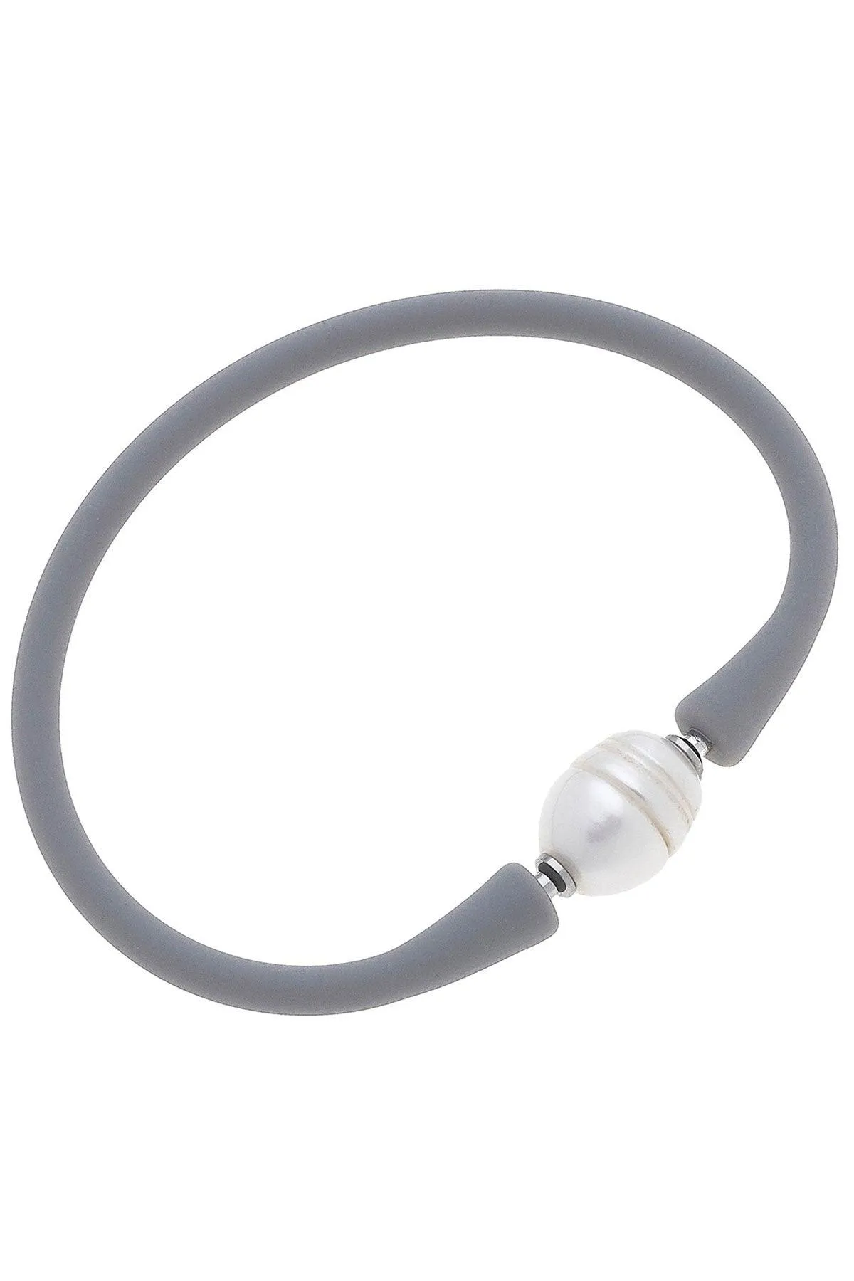Bali Freshwater Pearl Silicone Bracelet in Steel Grey - FINAL SALE sold by Canvas Style