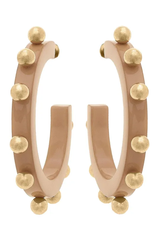 Kelley Studded Metal and Resin Hoop Earrings in Cocoa sold by Canvas Style
