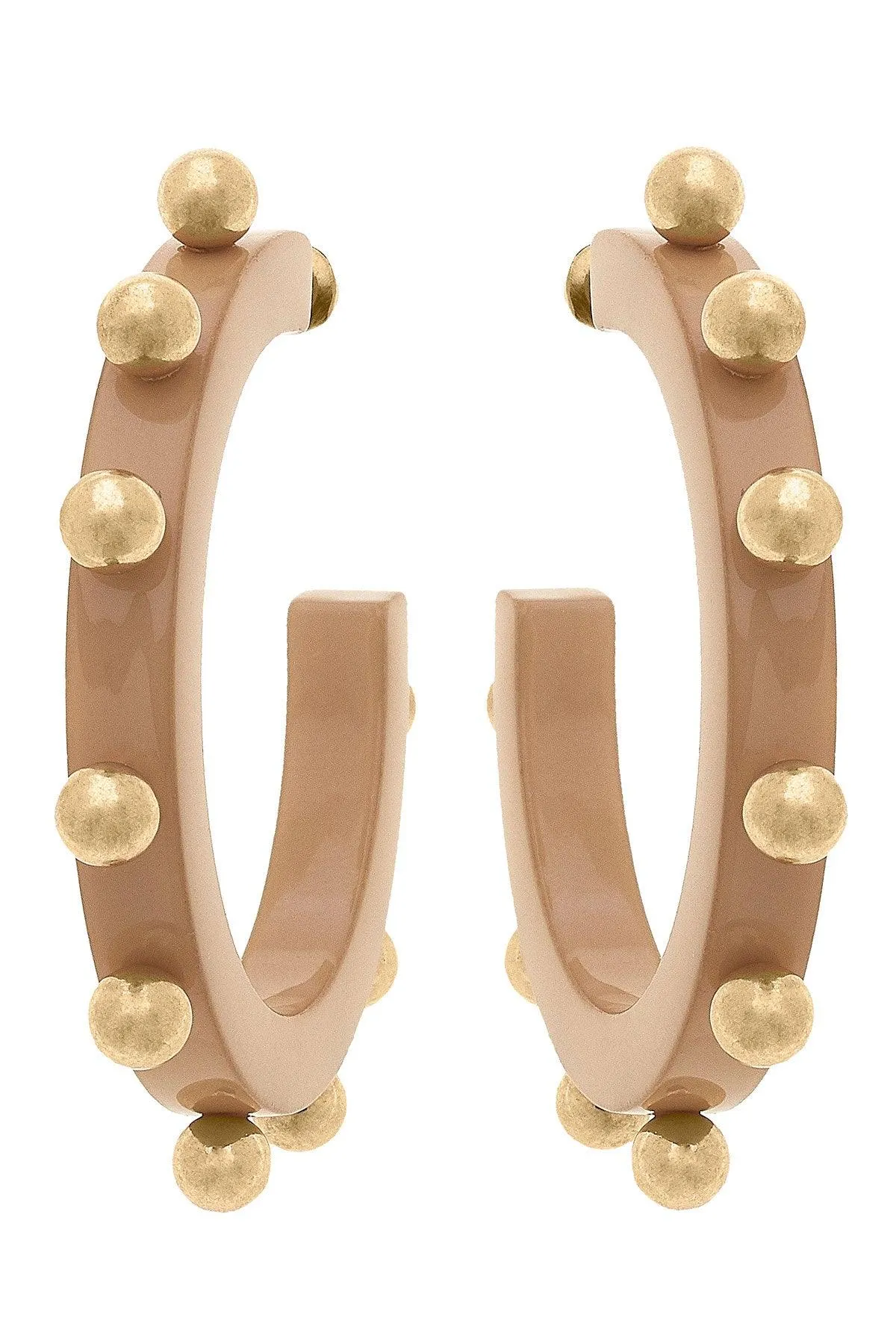 Kelley Studded Metal and Resin Hoop Earrings in Cocoa sold by Canvas Style