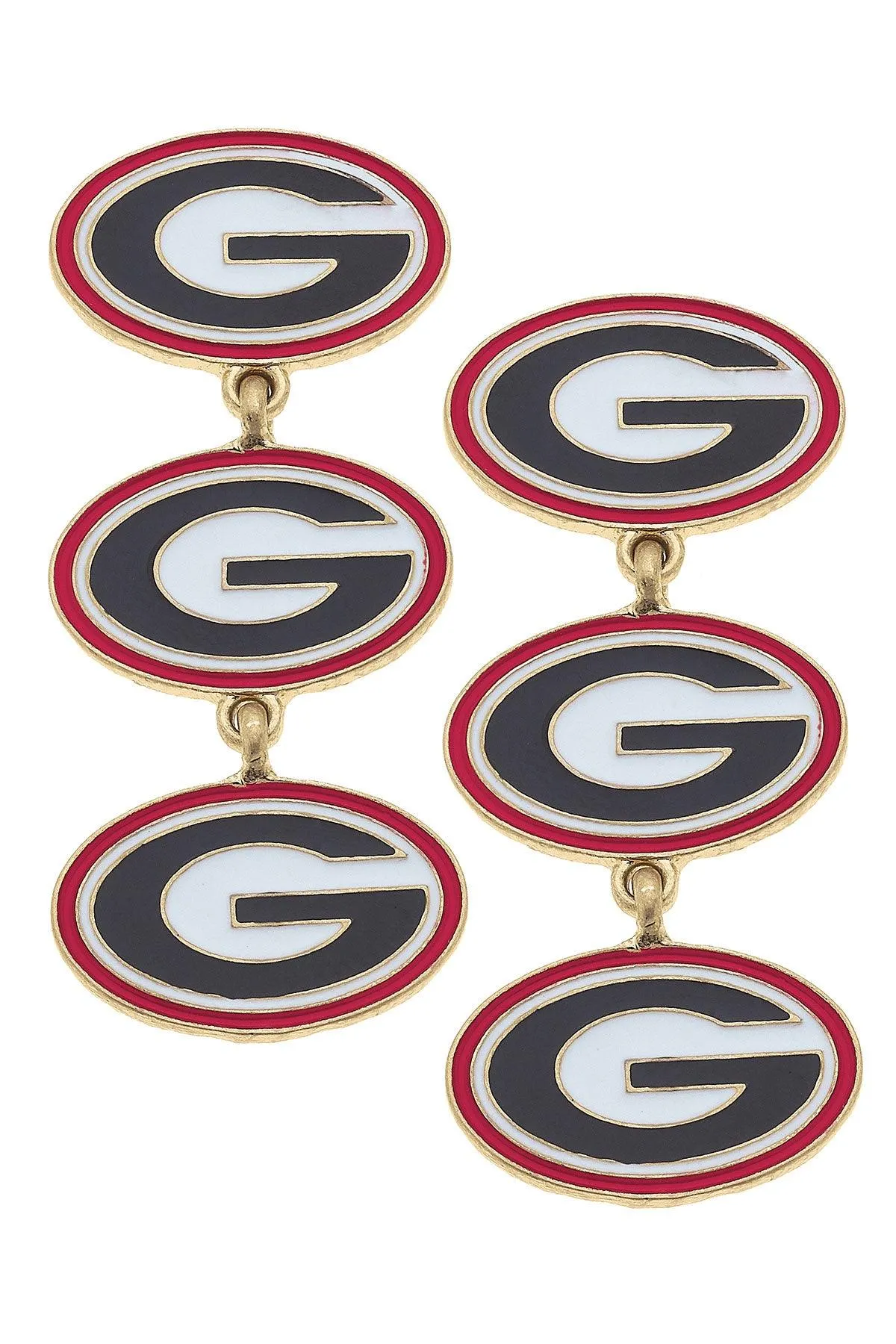 Georgia Bulldogs Triple Drop Enamel Earrings - FINAL SALE sold by Canvas Style