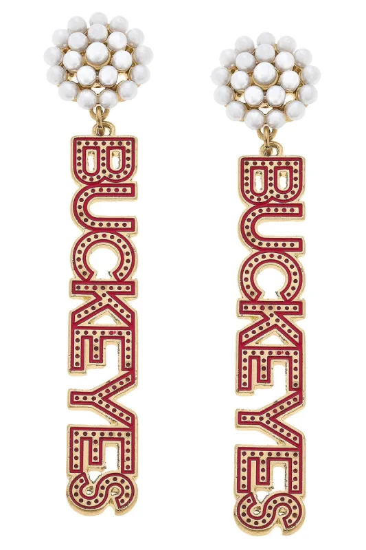 Ohio State Buckeyes Pearl Cluster Dotted Enamel Earrings - FINAL SALE sold by Canvas Style