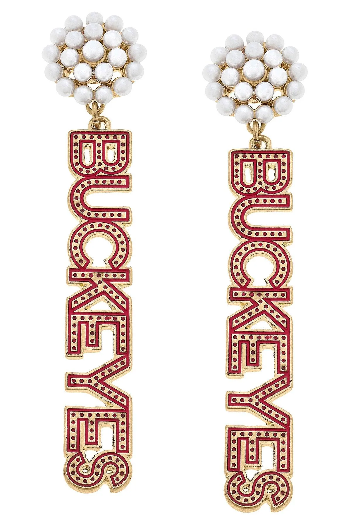 Ohio State Buckeyes Pearl Cluster Dotted Enamel Earrings - FINAL SALE sold by Canvas Style