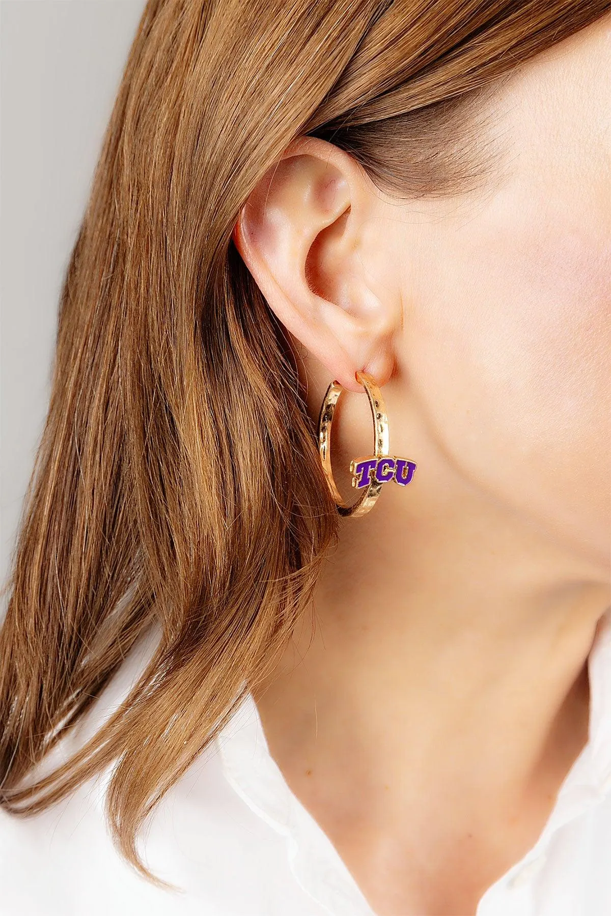 TCU Horned Frogs Enamel Logo Hoop Earrings - FINAL SALE sold by Canvas Style product image thumbnail 2
