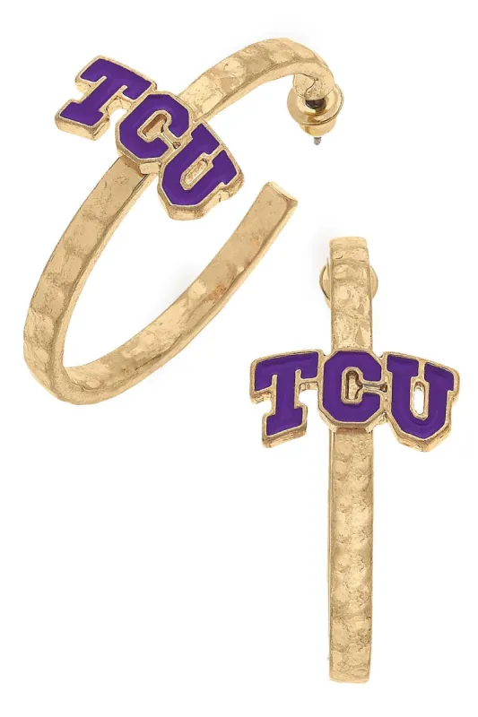 TCU Horned Frogs Enamel Logo Hoop Earrings - FINAL SALE sold by Canvas Style