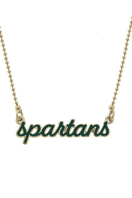 Michigan State Spartans Enamel Script Necklace sold by Canvas Style