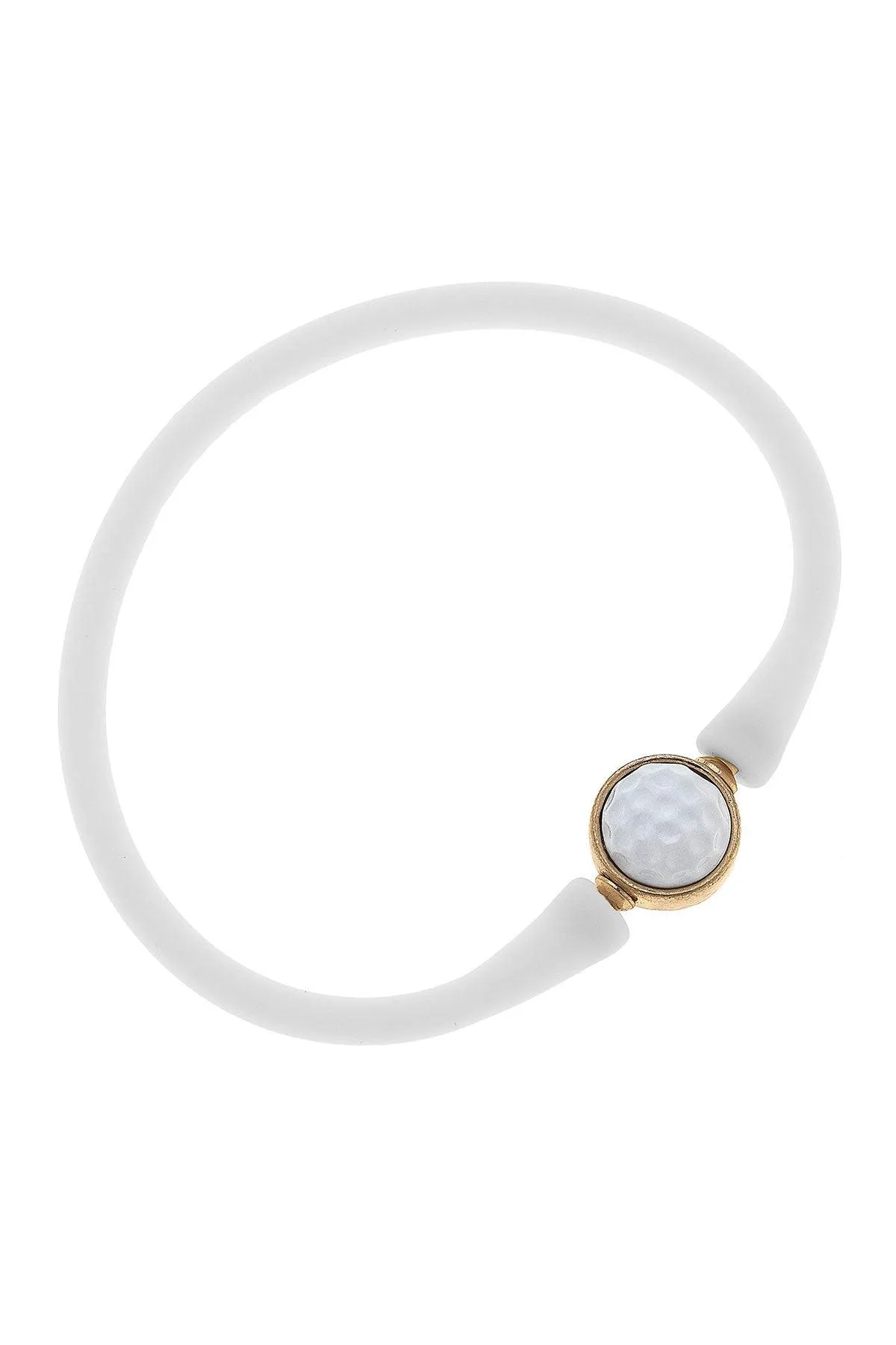 Enamel Golf Ball Silicone Bali Bracelet in White sold by Canvas Style