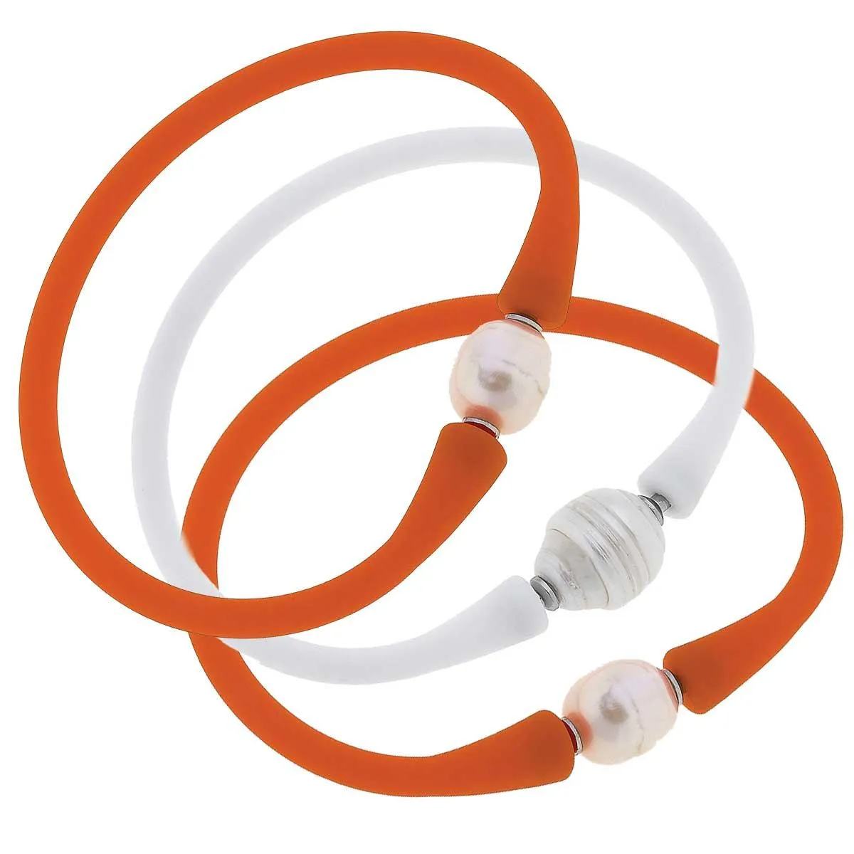 Bali Game Day Bracelet Set of 3 in Orange & White - FINAL SALE sold by Canvas Style product image thumbnail 3