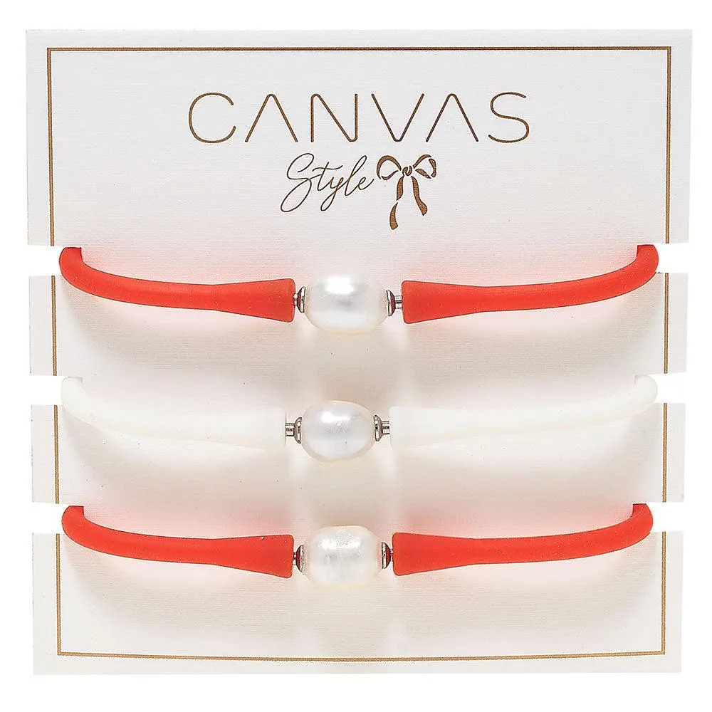Bali Game Day Bracelet Set of 3 in Orange & White - FINAL SALE sold by Canvas Style