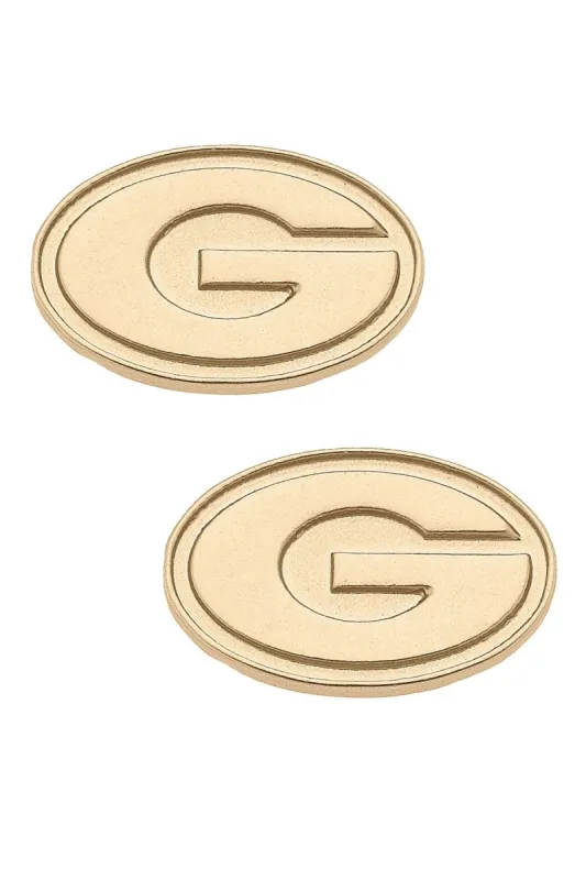 Georgia Bulldogs 24K Gold Plated Stud Earrings sold by Canvas Style