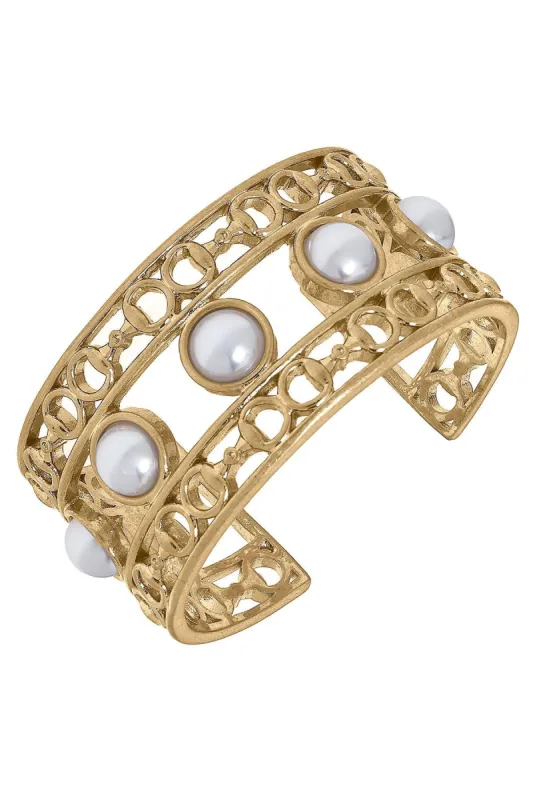 Foster Pearl & Horsebit Statement Cuff sold by Canvas Style