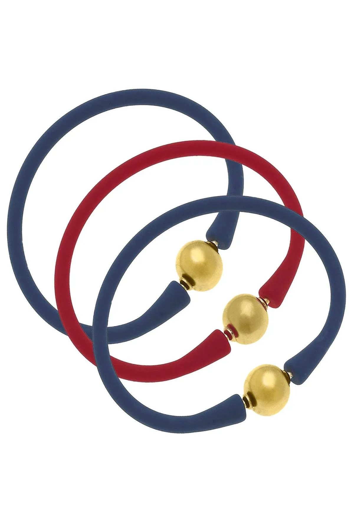 Bali Game Day 24K Gold Bracelet Set of 3 in Navy & Red sold by Canvas Style