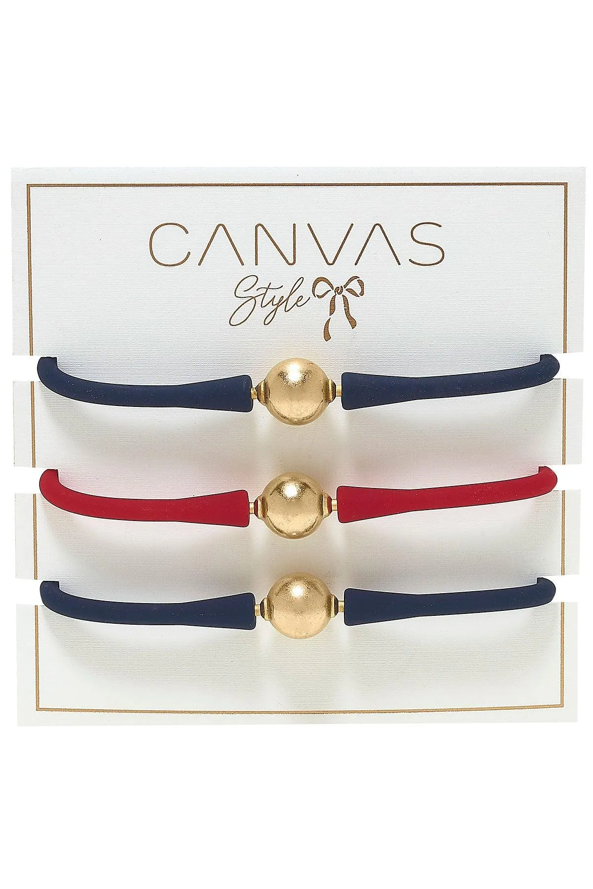 Bali Game Day 24K Gold Bracelet Set of 3 in Navy & Red sold by Canvas Style product image thumbnail 2