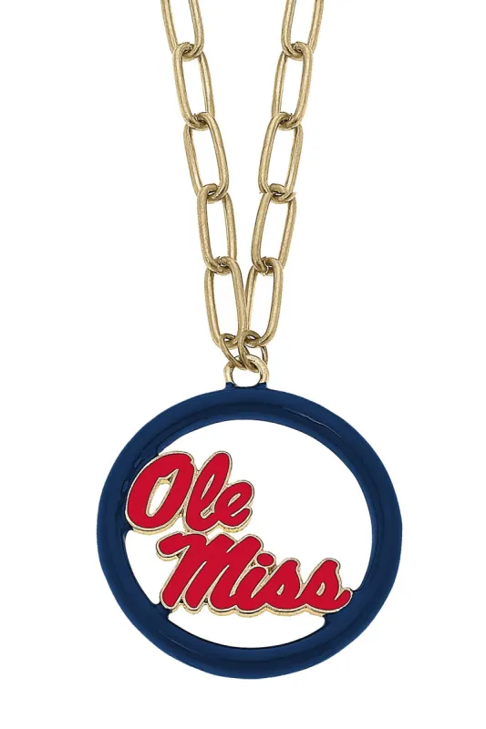 Ole Miss Rebels Logo Enamel Medallion 32" Necklace sold by Canvas Style