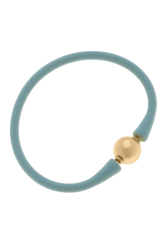 Bali 24K Gold Plated Ball Bead Silicone Bracelet in Sea Foam Green - FINAL SALE sold by Canvas Style