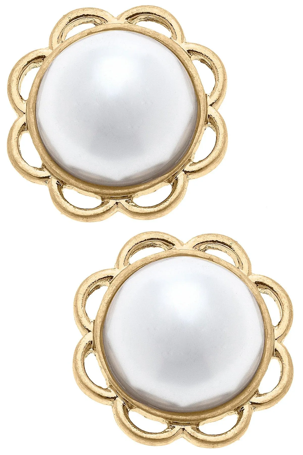 Gigi Pearl Flower Stud Earrings in Ivory sold by Canvas Style