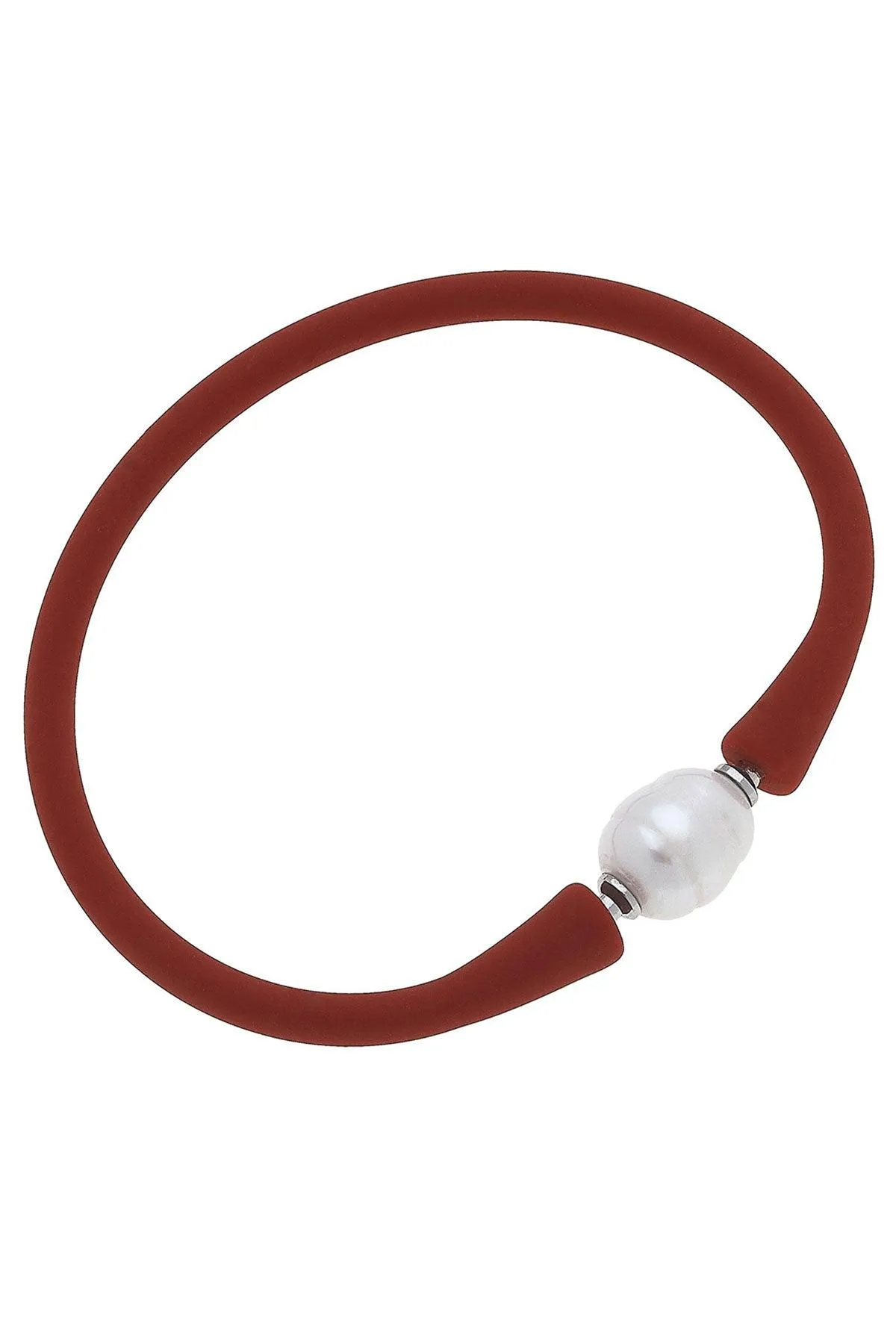 Bali Freshwater Pearl Silicone Bracelet in Rust - FINAL SALE sold by Canvas Style